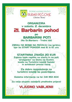 21. Barbarin pohod, 2.12.2023